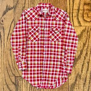 Vintage 60’s Sanforized Plaid Pearl Snap Flannel Western Shirt